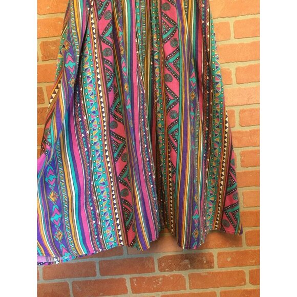 Vintage Women's Circle Skirt Multi Pattern Colorful Elastic Waist Size M Geometr - Picture 4 of 7